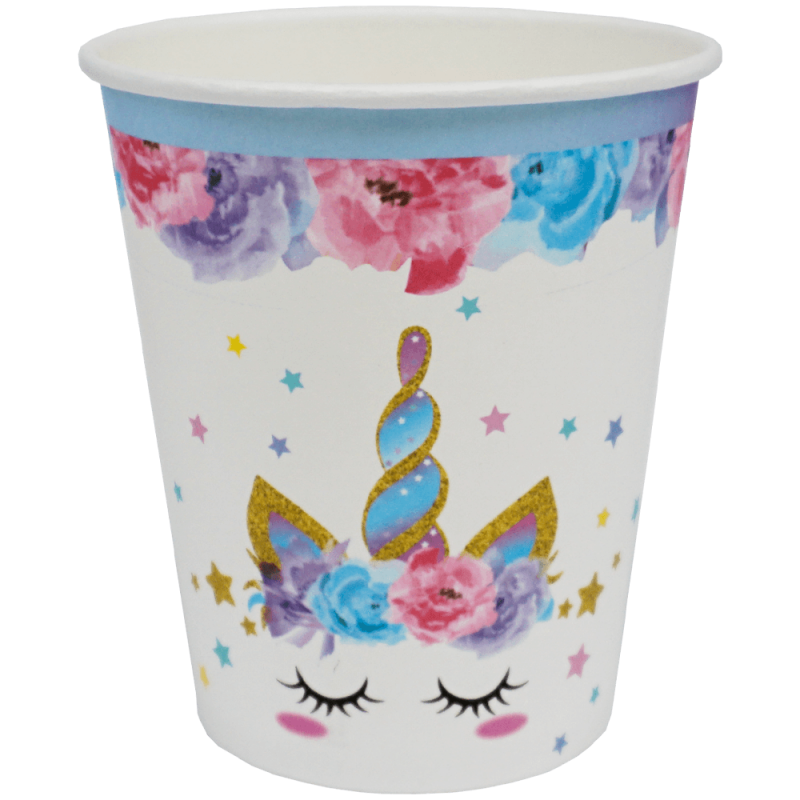 Set 10 pahare pentru petrecere, din carton, model floral, 8.8 CM